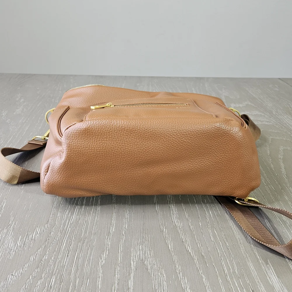 Fawn Design Mini Diaper Bag Backpack Brown Vegan Leather Gold Hardware